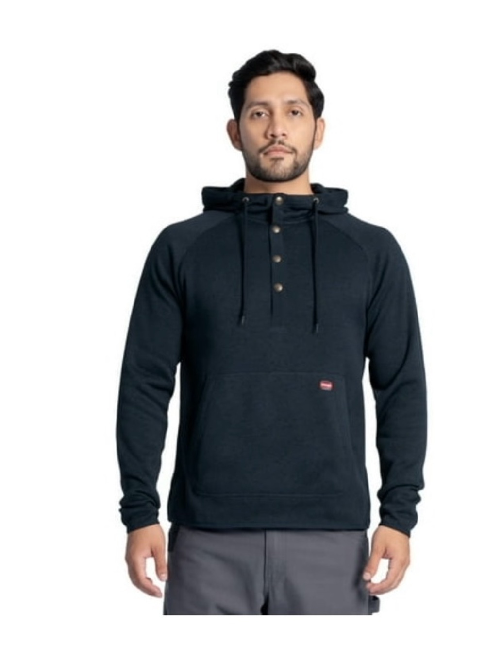Wrangler Black Hooded Pullover‎ with Snap Neck